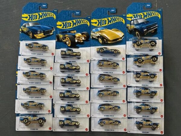2025 HOT WHEELS 58TH ANNIVERSARY BLUE AND GOLD CASE - SERIES 1